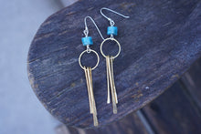 Load image into Gallery viewer, New Moon Fringe Earrings- Apatite &amp; Brass
