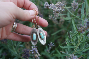 Four Winds Earrings- Turquoise, Silver and 14K Gold Fill