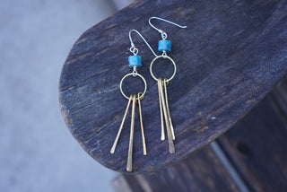 New Moon Fringe Earrings- Apatite & Brass