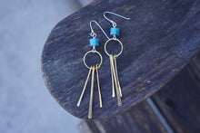 Load image into Gallery viewer, New Moon Fringe Earrings- Apatite &amp; Brass
