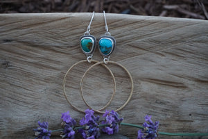 Plain Jane Hoops- Mixed Turquoise And Brass