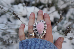 Frilled Ring-Pink Opal-Size 7.75