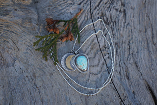 To The Moon Charm Necklace-Whitewater Turquoise