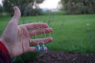 Plain Jane Hoops- Blue Turquoise And Brass