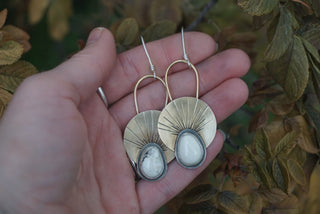 First Light Brass Earrings- White Buffalo