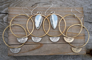A Burst of Light Hoops- Blue Opal