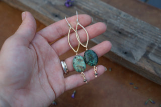 Meridian Earrings- Brass & African Turquoise