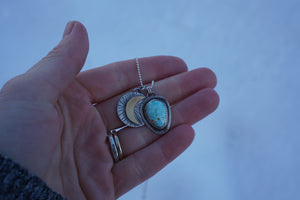 To The Moon Charm Necklace-Whitewater Turquoise
