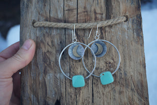 Witchy Woman Hoops- Green Turquoise