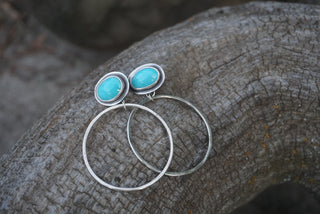 Coastal Post Hoops- Blue Globe Turquoise