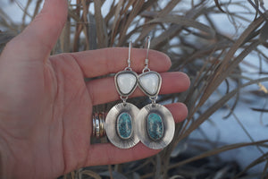 Pinnacle Earrings- White Buffalo and Turquoise