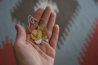 First Light Brass Earrings- Lavender Turquoise