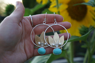 Balsamroot Hoops-Turquoise & Cat’s Eye