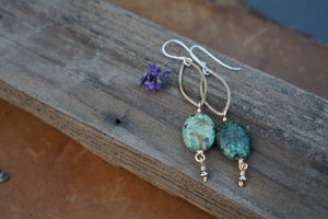 Meridian Earrings- Brass & African Turquoise