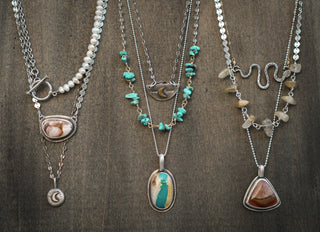 Sun + Moon Necklace Set-Turquoise
