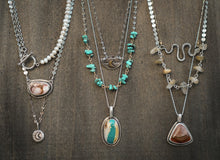 Load image into Gallery viewer, Sun + Moon Necklace Set-Turquoise
