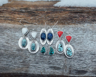 Pinnacle Earrings- White Buffalo and Turquoise
