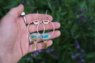 Harvest Moon Hoops- Royston Ribbon Turquoise