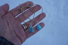 Load image into Gallery viewer, Queen of Hearts Hoops- Turquoise
