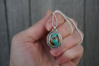 Calamity Necklace- Dark Green Globe Turquoise