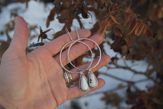 Plain Jane Hoops- White Buffalo Turquoise