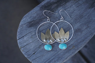 Balsamroot Hoops-Turquoise & Cat’s Eye