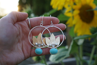 Balsamroot Hoops-Turquoise & Cat’s Eye