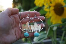 Load image into Gallery viewer, Balsamroot Hoops-Turquoise &amp; Cat’s Eye
