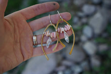 Load image into Gallery viewer, Balance Earrings- Brass, Quartz and Pink Opal
