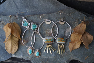 Harvest Moon Hoops- Royston Ribbon Turquoise