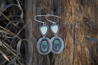 Pinnacle Earrings- White Buffalo and Turquoise