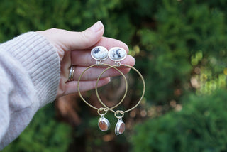 Ties that Bind Earrings- Rutile Quartz & White Buffalo