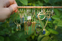 Load image into Gallery viewer, Boho Dangle Earrings- Turquoise, Shell &amp; Smoky Quartz
