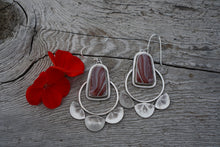 Load image into Gallery viewer, A Burst of Light Hoops- Red Agate

