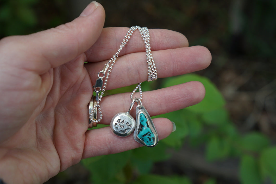Dear Mama Charm Necklace- Turquoise