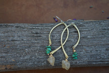 Load image into Gallery viewer, Balance Earrings- Brass, Turquoise &amp; Citrine
