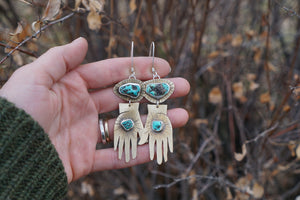 Frida Earrings- Brass and Turquoise