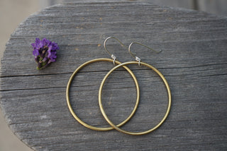 Large New Moon Hoops- Brass- MTO