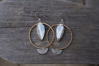 A Burst of Light Hoops- Blue Opal