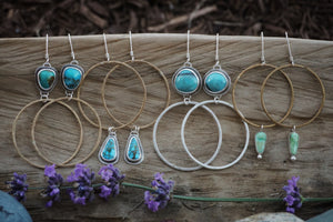 Plain Jane Hoops- Mixed Turquoise And Brass