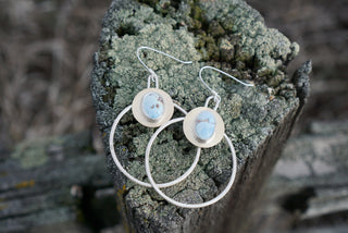 Golden Moon Hoops II- Lavender Turquoise