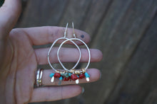 Load image into Gallery viewer, Organic Hoop Earrings- Sterling, Turquoise, Coral

