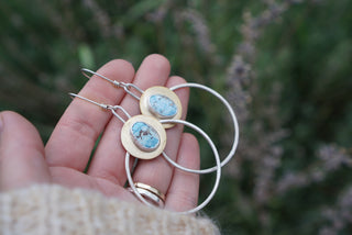 Golden Moon Hoops I- Lavender Turquoise