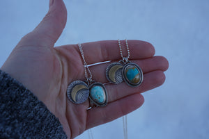 To The Moon Charm Necklace- Royston Turquoise