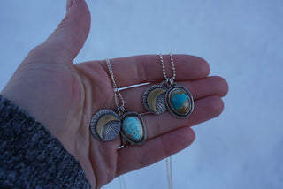 To The Moon Charm Necklace-Whitewater Turquoise