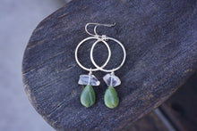 Load image into Gallery viewer, New Moon Earrings- Sterling Silver, Quartz, Jade
