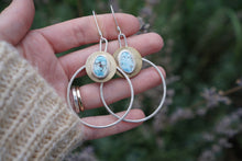Load image into Gallery viewer, Golden Moon Hoops I- Lavender Turquoise
