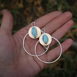Golden Moon Hoops III- Lavender Turquoise
