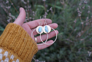 Golden Moon Hoops III- Lavender Turquoise