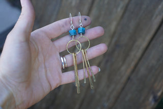 New Moon Fringe Earrings- Apatite & Brass